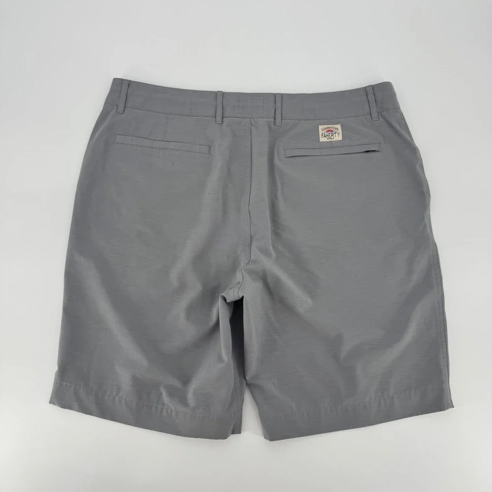 Faherty All Day Shorts‎ Mens 35 Grey Hybrid Board Shorts Stretch Quick Dry 9in
